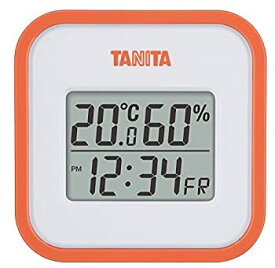 【中古】タニタ 温湿度計 温度 湿度 デジタル 壁掛け 時計付き 卓上 マグネット オレンジ TT-558 OR