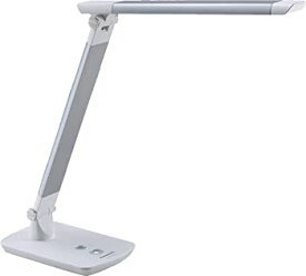 【中古】パナソニック LEDデスクライト 置き型 文字くっきり光 折り畳み可 昼光色 調光機能付 ライトグレー SQ-LD310-W