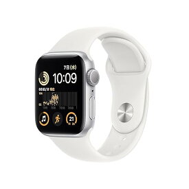 【中古】【整備済み品】Apple Watch SE 第2世代 (GPSモデル) - 40mm シルバーアルミニウムケースとホワイトスポーツバンド