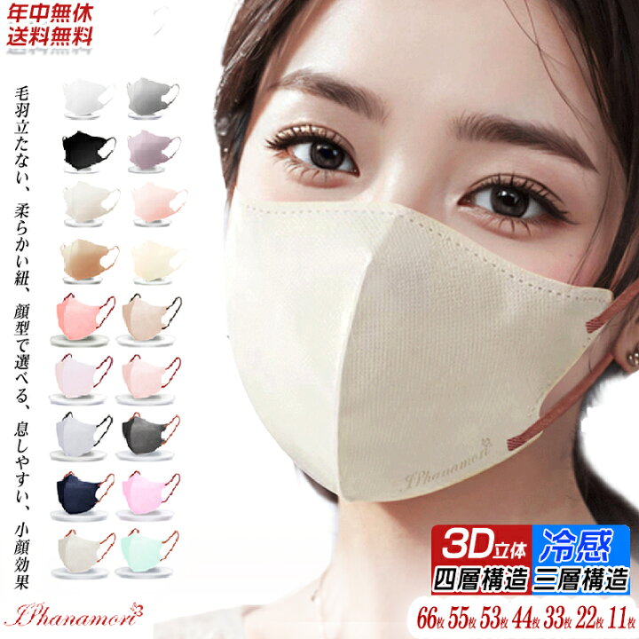 楽天市場】【最安値挑戦】マスク 立体 不織布 55枚 53枚 バイカラー 3D  