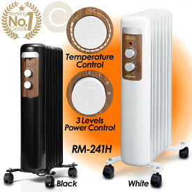 【楽天ランキング1位獲得】cocoiine オイルヒーター 7枚フィンオイルヒーター ふく射熱方式 3段階温度設定 最大1200W サーモスタット機能 転倒時自動OFF 子供やペットも安心 ヒートショック対策 RM-241H