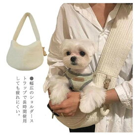 キャンバス 犬 ショルダー ポケット ベージュ