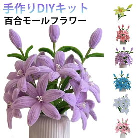 手芸モール 百合13本 手作りキット モールフラワー 花束 大容量 材料 カラーモール ユリ 工作 モールアート 造花 DIY 誕生日 母の日 バレンタイン 贈り物 プレゼント ギフト 子供 学校 自由研
