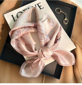 素絹 シルク スカーフ レディース 桜柄 プリント スカーフ 小さな バンダナ