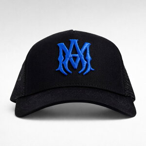 �A�~�� AMIRI �L���b�v XMAH009 086 BLACK BLUE MA Logo Trucker Hat MA���S�g���b�J�[�n�b�g �h�J �R�b�g�� ���b�V�� ���S �h�J �X�q