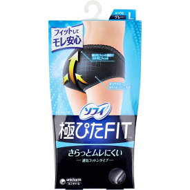 【まとめ買い】ソフィ 極ぴたFIT 通気コットンタイプ Lサイズ グレー 1枚入