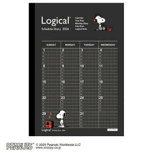 【ナカバヤシ】ロジカルダイアリー2026月間ノートタイプ/A5/ピーナッツ1ダイアリー 【2026年1月始まり】手帳 ダイアリー 仕事