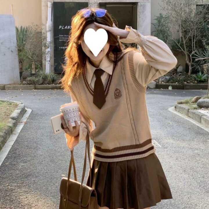楽天市場】4点セット 学生 JK制服 制服 女の子 上下セット ニット 