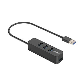 バッファロー USB-A 3.2Gen1 バスパワー 4ポートハブ ブラック 上挿しモデル マグネット付き Windows/Mac 対応 BSH