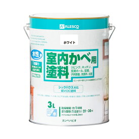 カンペハピオ(Kanpe Hapio) ペンキ 塗料 水性 2分つや 室内かべ用 シックハウス対応 防カビ剤入り 室内かべ用塗料 ホワイト 3L