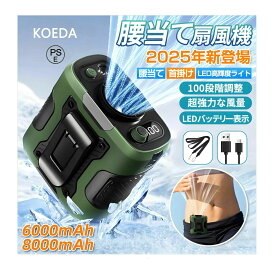 8000mAh/6000mAhの大容量ワークマン 強風 静音 携帯扇風機 首かけ USB充電 腰掛け 携帯 腰や首に掛け 静音運転 扇風機