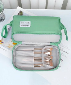 メイクポーチ ファスナー付き 仕切り トラベルポーチ 大容量 男女兼用 持ち歩き 韓国 二段コスメポーチ