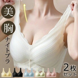 ゆったり インナー?ルームウェア フロントホックブラ Night 自胸 2枚セット 大きい 福袋 背肉 兼用 背肉 ホックなし ックスブラ