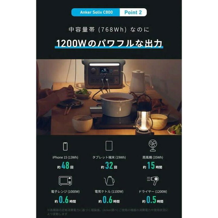 楽天市場】ANKER ポータブル電源 SOLIX C800 容量768wh 防災グッズ 