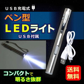 【マラソン中★店内最大P5倍!!】【楽天ランキング1位受賞】LEDライト ペン型ライト ペンライト led 強力 usb 充電式 ledライト照明 小型 作業用 軽量 ペン型ライト 明るい 懐中電灯 防災 コンパクト スティックライト ステンレス製 クリップ式 夜勤 ナース 新生活