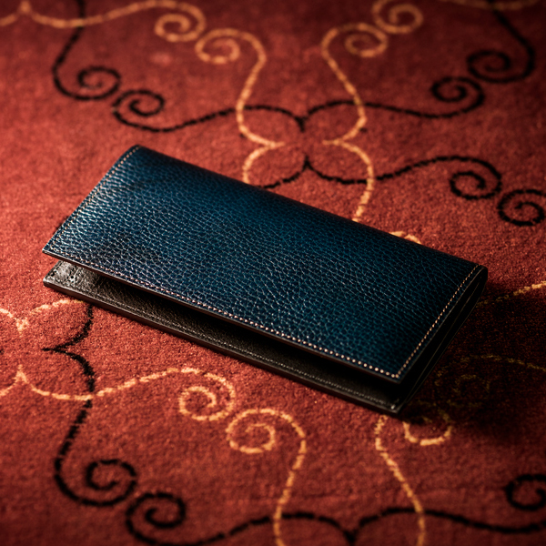 彫刻のような芸術的な風合い紳士を魅了する硬派な薄型長財布   ロッソピエトラ・薄型長財布