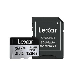 [�݌ɏ���]Lexar microSD silverplus 128GB LMSSIPL12 ���K�i LMSSIPL128G-BNANJ 4895217908630 ���L�T�[ �������K�i SD�J�[�h ���ϋv �����]�� ���掿