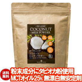 有機ココナッツミルクパウダー 400g 1袋 JASオーガニック 無漂白 安定剤不使用 ココナッツミルク粉 グルテンフリー ソイフリー 小麦粉不使用
