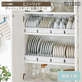 ＜まとめ買い最大10％OFF＞トトノ 棚置き用 ディッシュスタンド【日本製】【抗菌加工】 キッチン TOTONO 新生活 シンプル 収納 ミニ レギュラー ワイド 皿立て 食器収納 食器ラック 整理 便利 連結できる