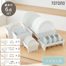 トトノ 引き出し用 ディッシュスタンド 6点セット 日本製 抗菌加工 TOTONO キッチン 収納 抗菌加工 おしゃれ シンプル キッチン 省スペース コンパクト 連結 皿立て 食器 ラック お皿 お椀 ホワイト シンク下 小皿 ミニ ワイド レギュラー