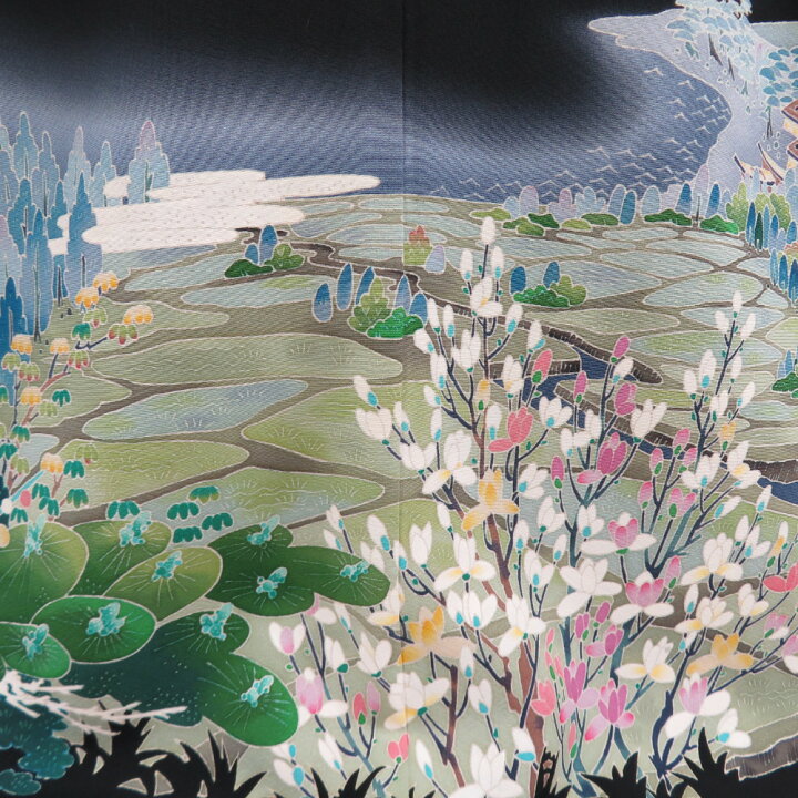 楽天市場】黒留袖 本場加賀友禅染 池田裕 作家物 風景柄 正絹 袷 広衿  