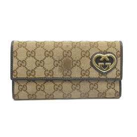 GUCCI (グッチ) ラブリーハート GGキャンバス レザー 長財布 ロングウォレット 251861 ベージュ ブラウン レディース