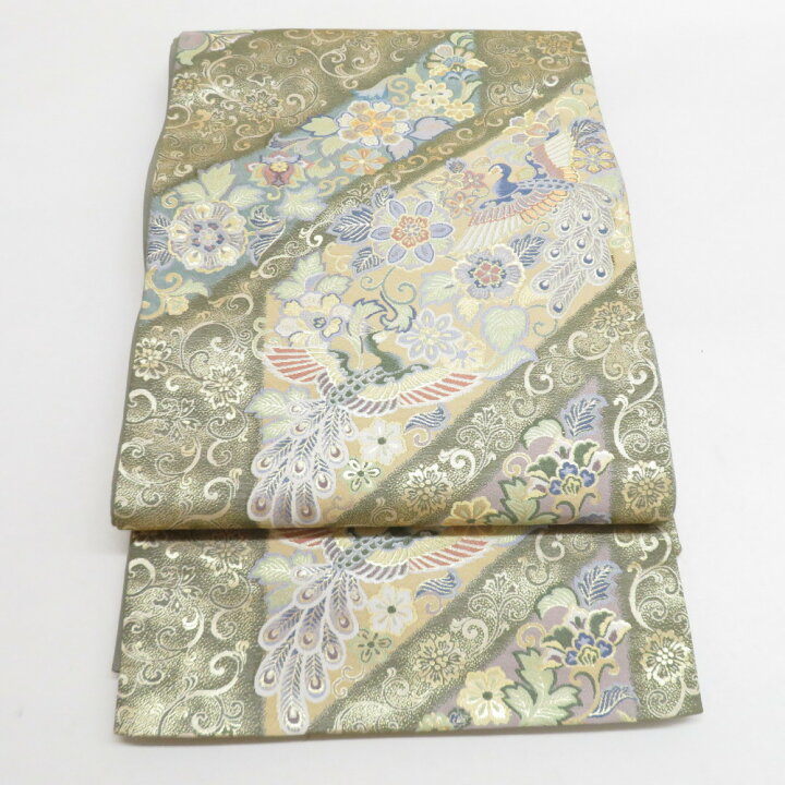 楽天市場】袋帯 麗鳳華飾 花鳳凰文様 薄緑色 金糸 六通柄 正絹  
