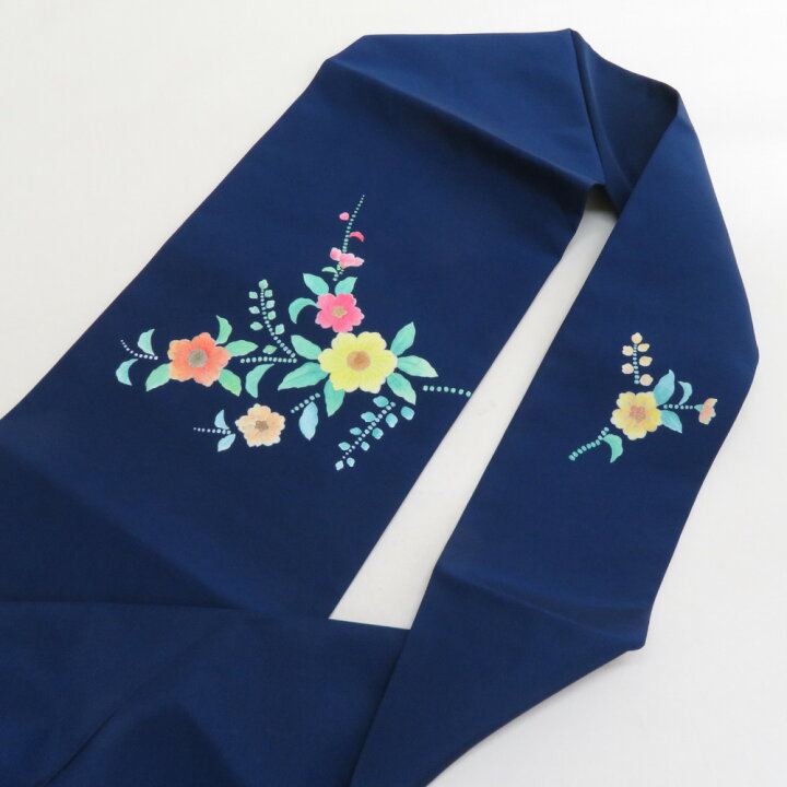 楽天市場】名古屋帯 塩瀬 正絹 花模様 お太鼓柄 青色x多色 カジュアル  