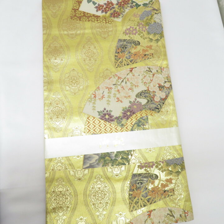 楽天市場】袋帯 西陣織 松尾京敏作 寿扇四季花 金糸銀糸 ゴールド系  