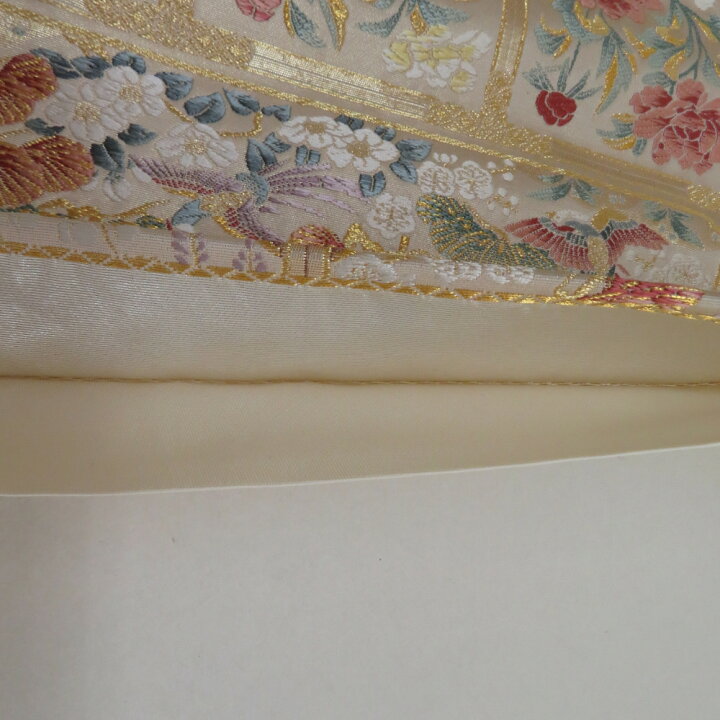 楽天市場】袋帯 花鳥にうさぎ文様 金糸 ゴールドxパステル色 六通柄  