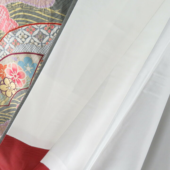 楽天市場】振袖 正絹 辛子色x青色x多色 箔入り 絞り 滝と波に扇子 