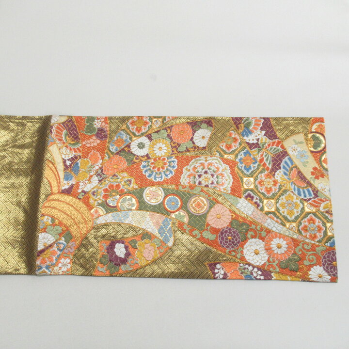 楽天市場】袋帯 振袖用 正絹 熨斗紋様 ゴールドx多色 金糸 六通柄  