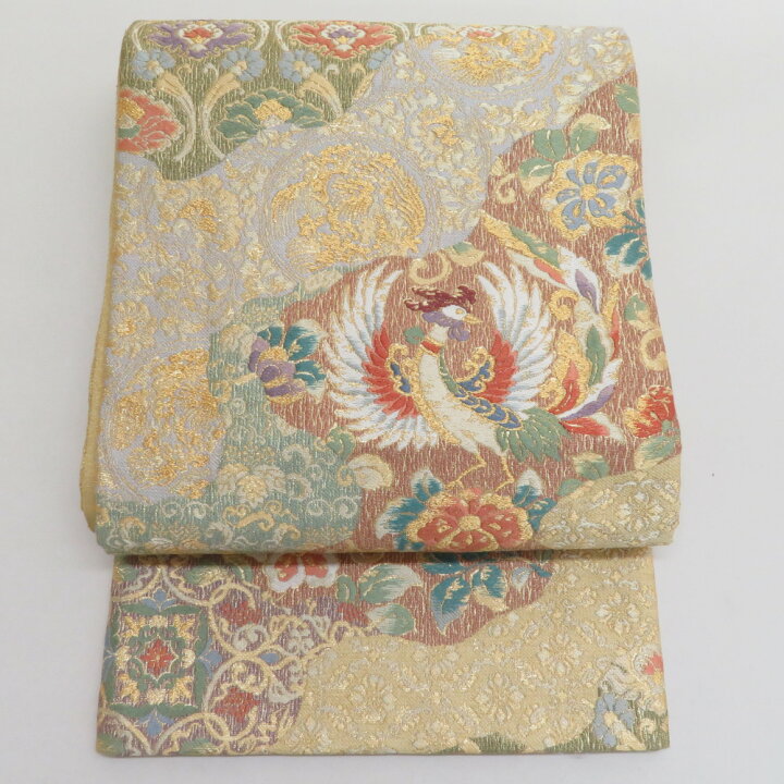 楽天市場】袋帯 豊田宏一 道長取り模様 金地 金糸 ゴールドx多色 六通  