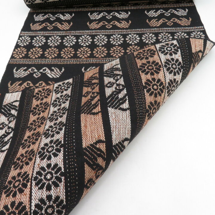 楽天市場】反物 米沢紬 八寸名古屋帯 「雅楽」スワセンイ 黒色 菊に向  