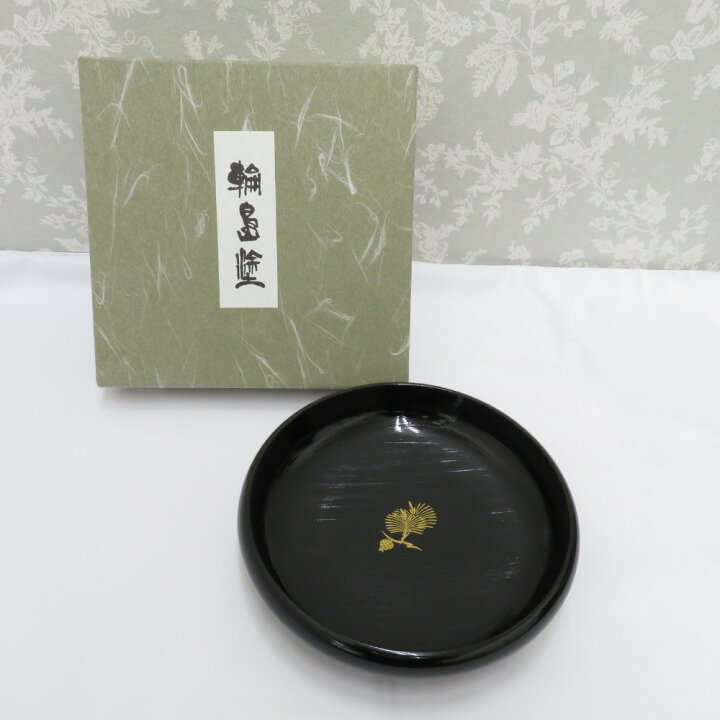 楽天市場】骨董・民芸品 輪島塗 黒刷毛目塗 鉄鉢形 松蒔絵 平鉢 大鉢 
