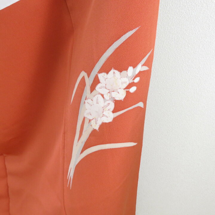 楽天市場】訪問着 オレンジ色x黄色x多色 ぼかし染め 拍入り 花籠文 