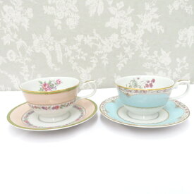 NARUMI (ナルミ) 食器 カップ＆ソーサー 2客セット ティーカップ 花柄 金彩
