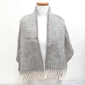 LAPUAN KANKURIT (ラプアンカンクリ) ポケット付き ショール グレー×ホワイト 45x115cm+フリンジ【中古】