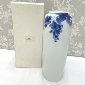 深川製磁 (ふかがわせいじ) インテリア 有田焼 ブルーワイナリー 花生 9号 花瓶 花器 フラワーベース 葡萄 ぶどう【中古】