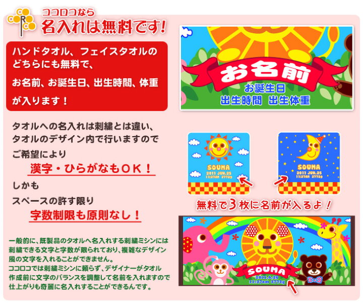 楽天市場 おむつケーキ 出産祝い 名入れ無料 ラッピング無料 国産今治製タオル3枚セット 出生時間 体重も入る名前入りタオルで作るオムツケーキ 動物 アニマルワールド 男の子 女の子 百日祝い お七夜 送料無料 ココロコ 出産祝い 名入れギフト ココロコ