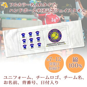 卒団記念品 ハンドボール 卒団 記念品 卒部記念品 【10枚以上購入で1枚3980円】 フルカラー名入れタイプ(背景は白) ハンドボール ユニフォーム入り 名前 背番号 日付 団体名 今治製プチフェイ