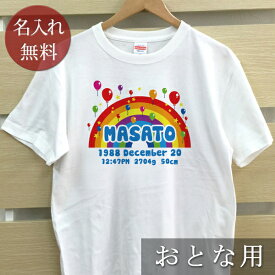 大人用 Tシャツ 誕生日 プレゼント 名入れ 名前入り ポップデザイン バルーン 虹 半袖 誕生日プレゼント ママへ パパへ 母の日 父の日 妻へ 夫へ メンズ レディース 大きいサイズ 親子 家族 お揃い 春夏 ブランド ココロコ