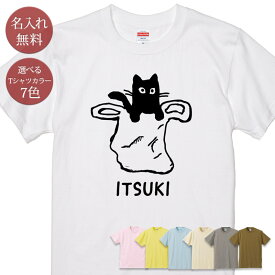 名入れ 名前入り Tシャツ 誕生日 プレゼント 袋入り黒猫 ネコ キャット 猫グッズ 半袖 面白 おもしろ 母の日 父の日 妻 旦那 メンズ レディース 親子 家族 お揃い 夏 ブランド ココロコ