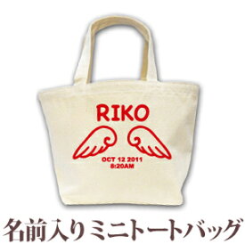 出産祝い 誕生日 プレゼント 名入れ 名前入り キャンバス ランチバッグ ミニトートバッグ かわいい天使の羽デザイン 天使の羽A 男の子 女の子 誕生日プレゼント 保育園 幼稚園 バック 百日祝い 100日祝い お七夜 【1枚のみメール便対応】 ブランド ココロコ