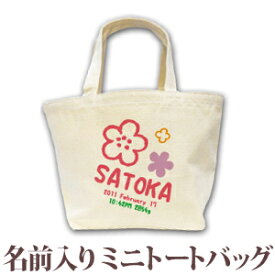 出産祝い 誕生日 プレゼント 名入れ 名前入り キャンバス ランチバッグ ミニトートバッグ 手描き風デザイン フラワー 女の子 誕生日プレゼント 保育園 幼稚園 バック 百日祝い 100日祝い お七夜 【1枚のみメール便対応】 ブランド ココロコ