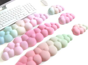 リストレスト キーボード マウス セット 男女兼用 シリコン 低反発 滑り止め ソフト 人間工学 手首サポート 疲労軽減 オフィス パソコン おしゃれ グラデーション 雲 ピンク 緑 青