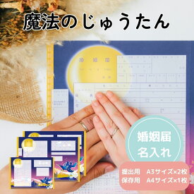 【15日限定P5倍+200円OFFクーポン】 名入れあり 婚姻届 魔法のじゅうたん 提出用 記念用 3枚セット 可愛い かわいい キャラクター 記念 役所に提出可能 1000円ポッキリ 送料無料 ポイント消化 オリジナル 婚姻届 デザイン