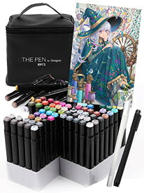 THE PEN for Designer マーカーペン 80色 セット ペンケース スタンド ホワイト ライナーペン 付き イラストマーカー アルコールマーカー コミック用マーカー