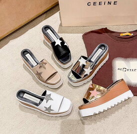 厚底サンダル レディース 全5色 プラットフォームスターサンダル 星柄 スター オープントゥ 大人可愛い 韓国人気 トレンド 新作 20代 30代 40代