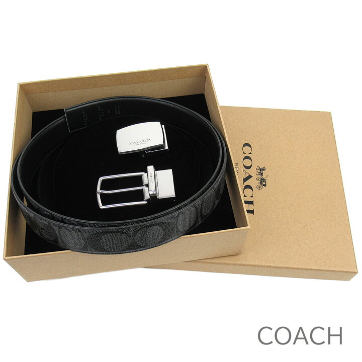 楽天市場 コーチ Coach ベルト メンズ Belt シグネチャー レザー コーチ専用箱付き リバーシブルで使用可能 バックル2種類付き ベルトカット可能 送料無料 ブランド コーチ正規品販売店 直営アウトレット店より直輸入 あす楽 ブランドバッグ専門店coco Style